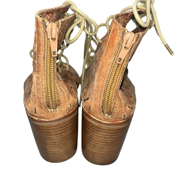 Jeffrey Campbell Brown Leather Cors-Daisy Lace Up Booties Sandals Shoes size 8 - Picture 9 of 14